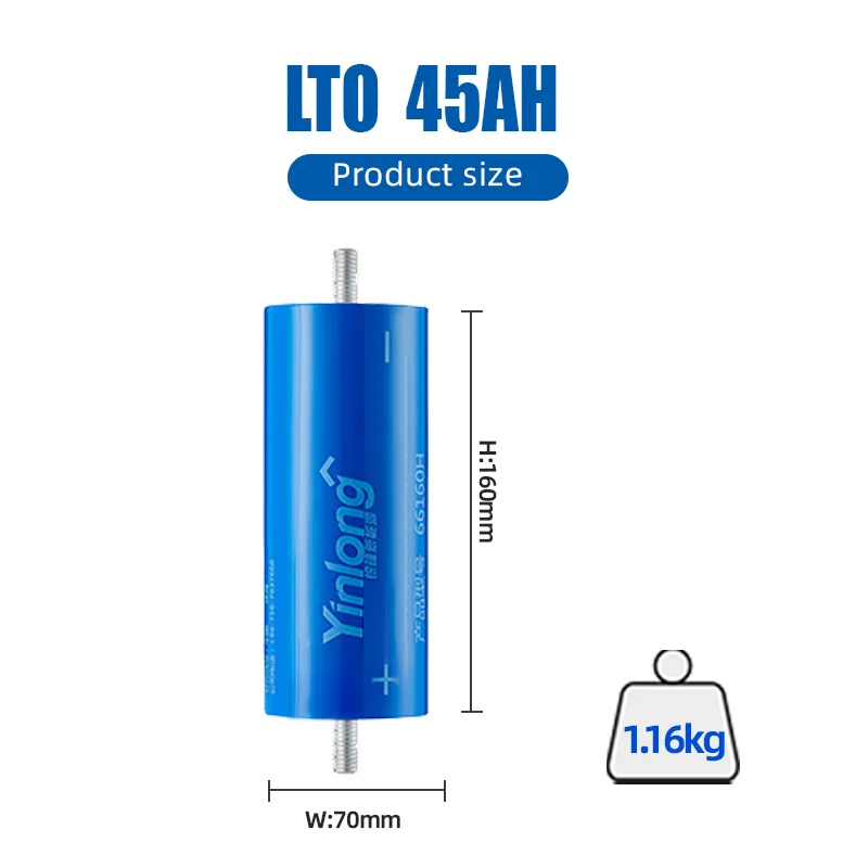 Classifique a bateria de um lto 6 pces 12 2.3v 45ah 66160 baterias de lítio da bateria de lto para o carro de golfe fotovoltaico do ev da potência