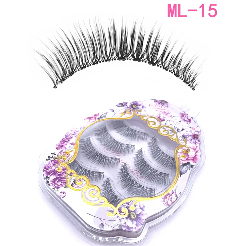 4 Pairs Silk Streifen Wimpern Volumen Falsche lash Natur Lange Schwarz Handgemachte Klar Band Auge LashesSet – Detail 3