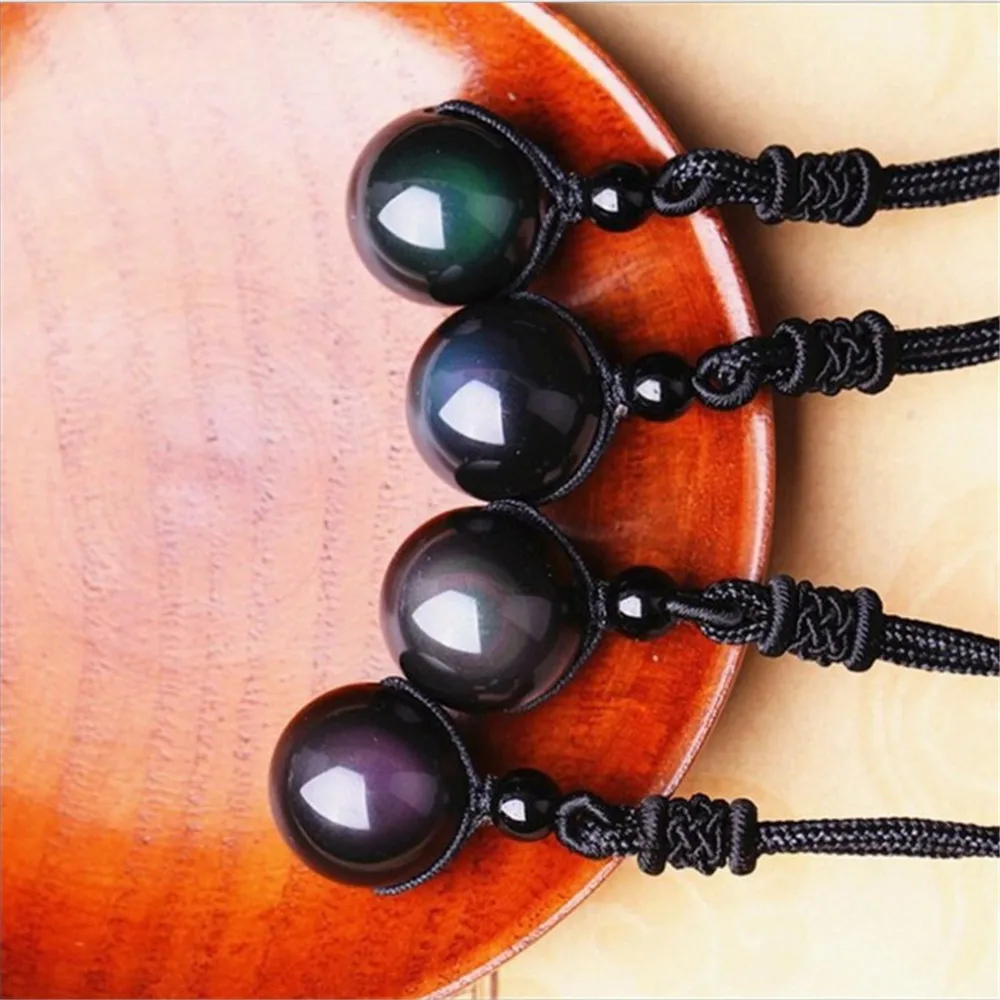 18MM Natural Obsidian Crystal Ornament Rainbow Gem Healing Lucky Ornament Decoration For Woman Gift