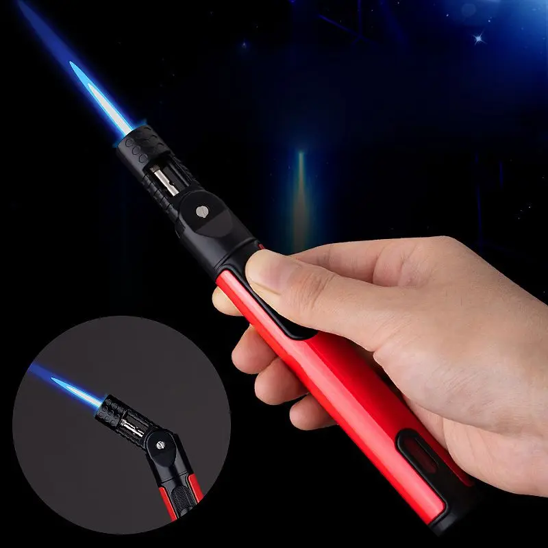 

Portable Long Strip Mini Elbow Foldable Spray Gun High Firepower Butane Gas Lighter Outdoor Camping Kitchen Cigarette Lighter