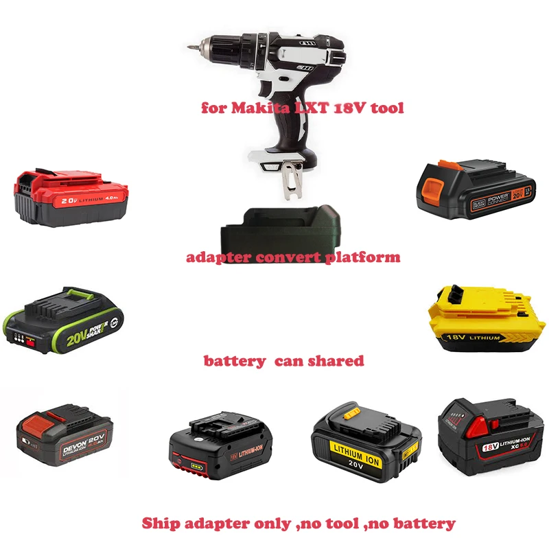 Adapter for Makita LXT 18V tool work for dewalt DCB 200 milwaukee 18V  FOR Bosch  18v  for worx 5pin 20V lithium battery