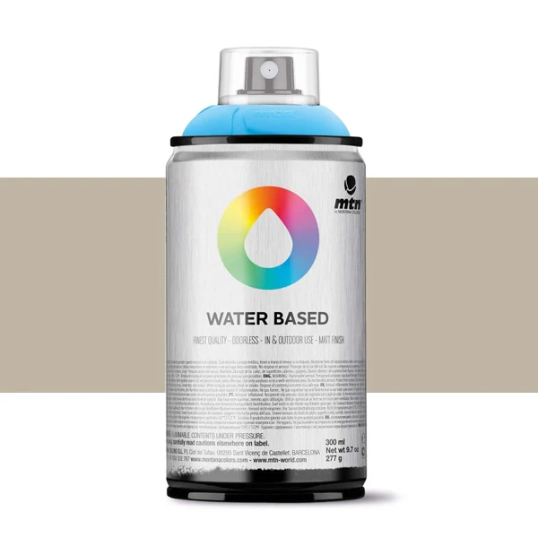 Spray paint brand MTN Water Based Color Warm gray Medium 300 ml Montana low pressure Little Ideal smell interior