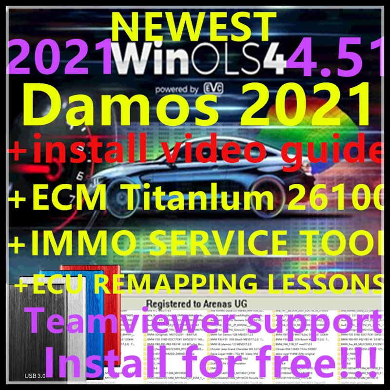 2024 HOT sale Newest WinOLS 4.51 +2020 NEW damos With Plugins More Functions Auto ECU Chip Tuning Software VMWARE