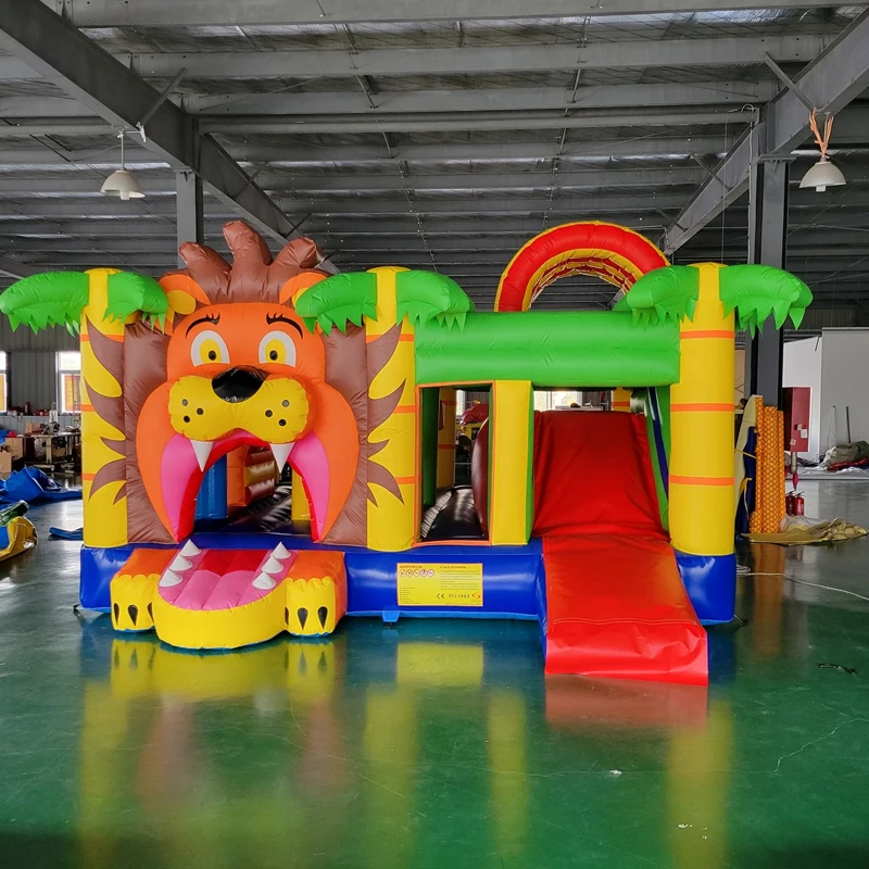 Inflatable Jungle Bounce Combo for Kids, Jumping Bouncer with Slide and Trampoline, Indoor and Outdoor