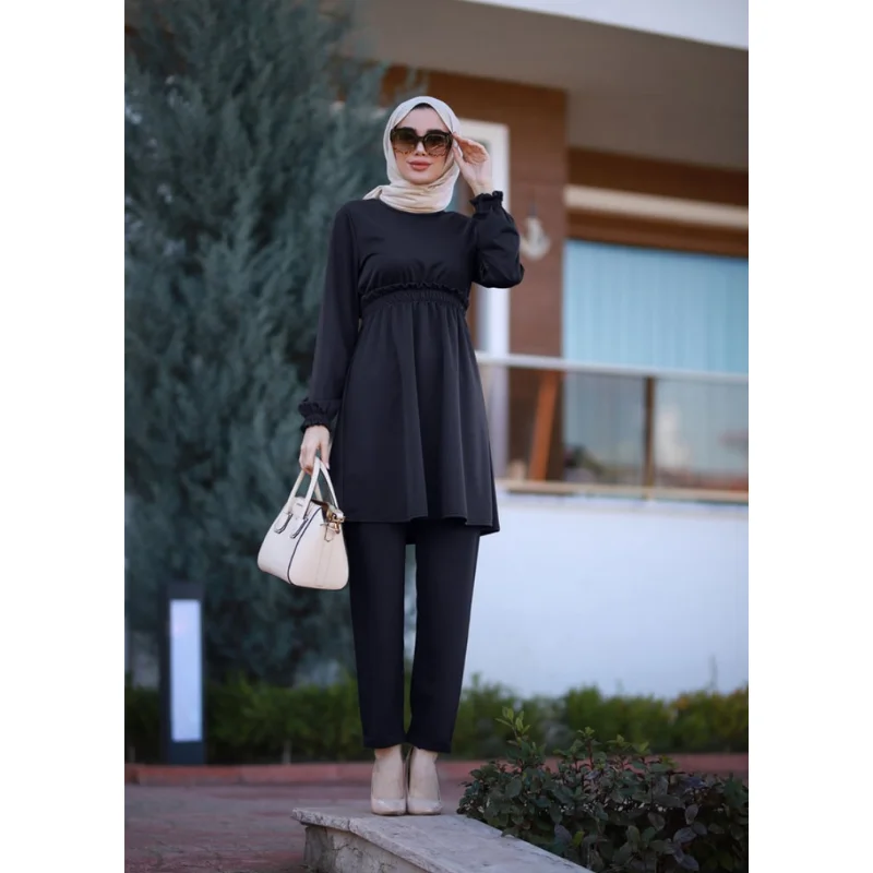 Vestido largo musulmán de 2 piezas para mujer, ropa europea, ropa turca para mujer, prenda de otoño, hiyab musulmán, bata 3abaya Eid Ropa árabe