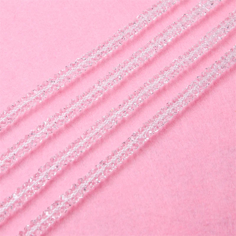 Rock Crystal Clear Quartz Beads Strand Rondelle Faceted Abacus Shape 3x6/4x8mm Natural Stone For Making Jewelry DIY Bracelet