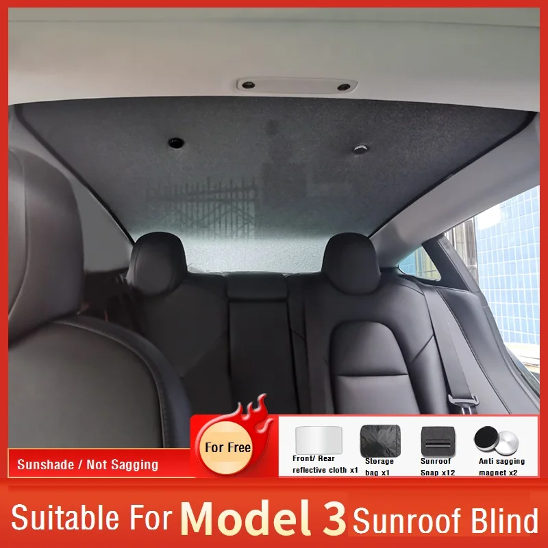 Shanghai Sanfu T3-1004 Model 3 Sunshad Front and rear half screen silver coated cloth triangular widow for tesla model 3 LANTSUN