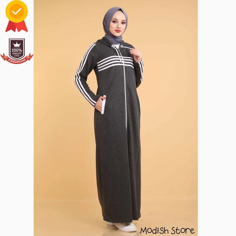 Tracksuit Double Sport Muslim Sets 2021 Turkish Women\'s Clothing Winter Autumn Arabic Dubai Black Abayas Kaftan Ramadan Moroccan