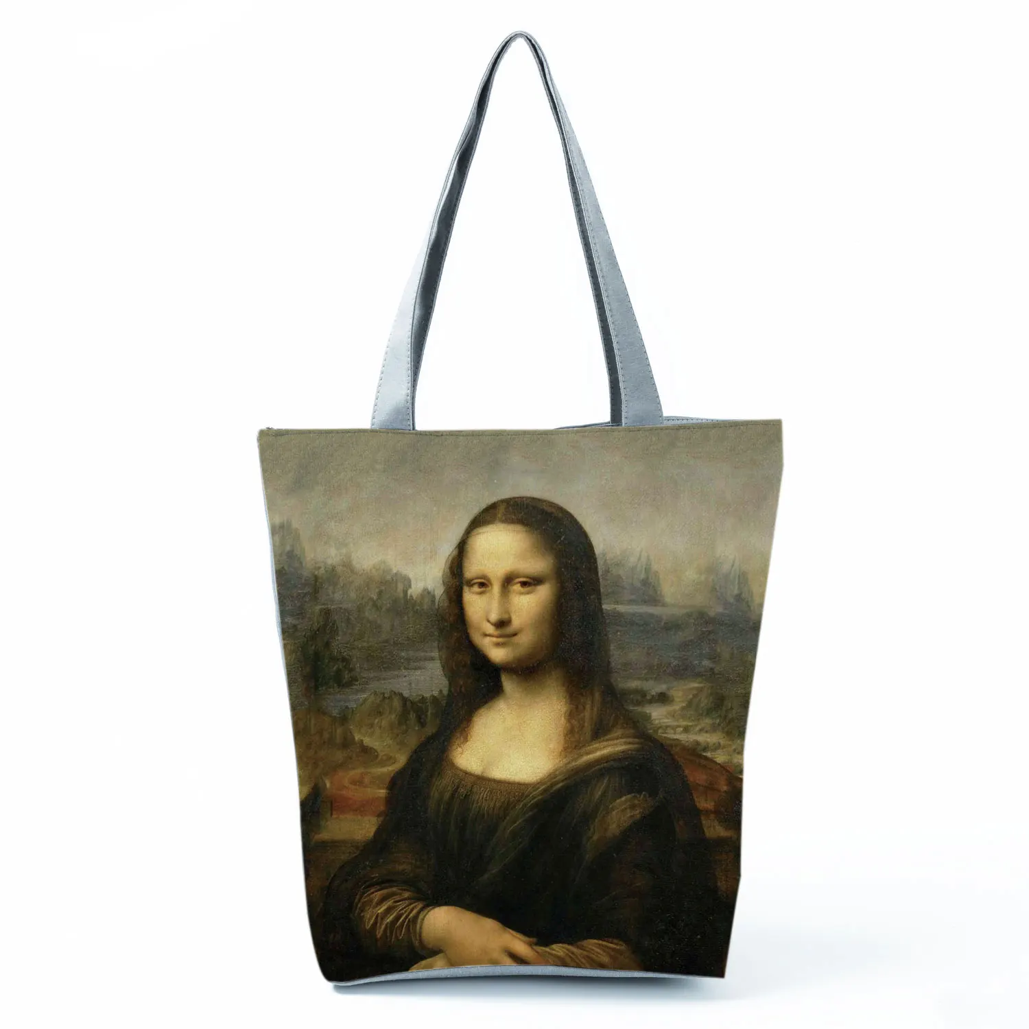 Mona Lisa Retro Art Fashion Travel Tote Bags Van Gogh Oil Paint Handbags Women Leisure Eco Foldable Shopping Bag Custom Pattern