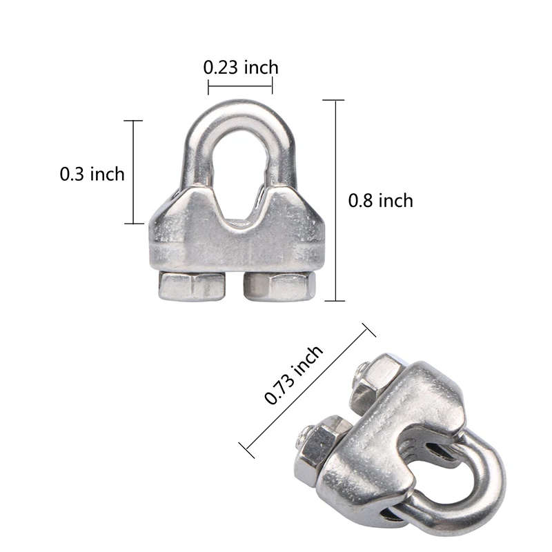 Stainless Steel 304 6pcs Hook & Eye Turnbuckles Wire Rope Tensioner M6 Strainer M3 Wire Rope Clips Cable Railing Kit