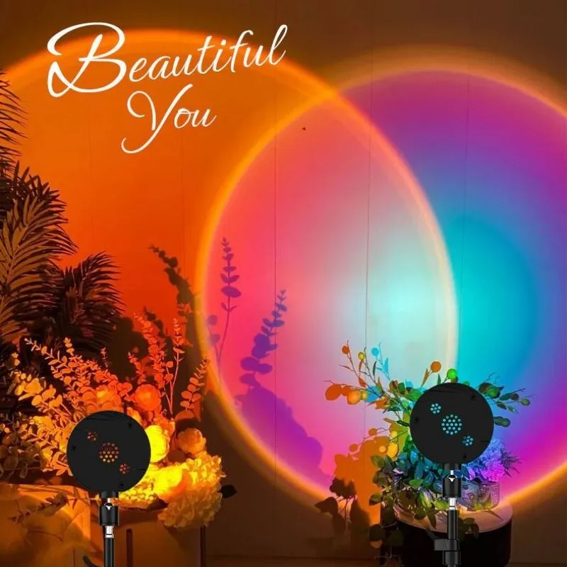 

Sunset Lamp Light Home Decor Projection Romantic Visual Mood Lamp Usb Projector Photography Vlog Background Party Festival