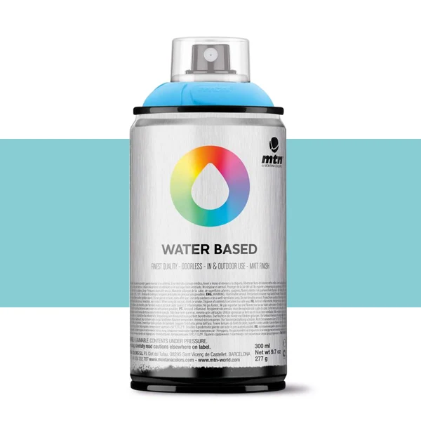 Spray paint brand MTN Water Based Color Blue Green Pale 300 ml Montana low pressure Little Ideal smell interior