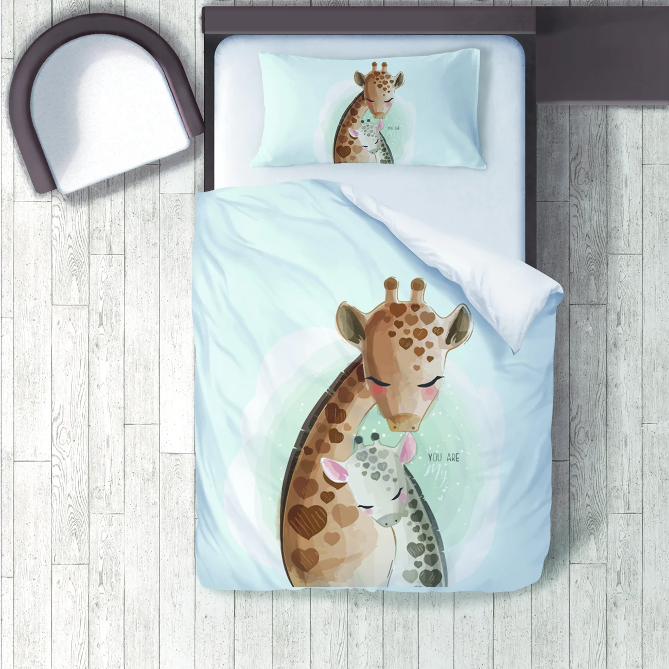 

Duvet Cover Set Bedding Set Pillow Case for Baby and Kids Room 3D Printed Water Green Giraffe Model 189