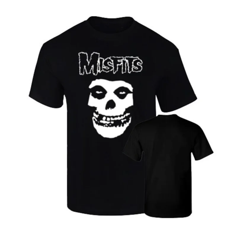 Premium T-shirt Black Misfits Punk band Print Cotton 190grs