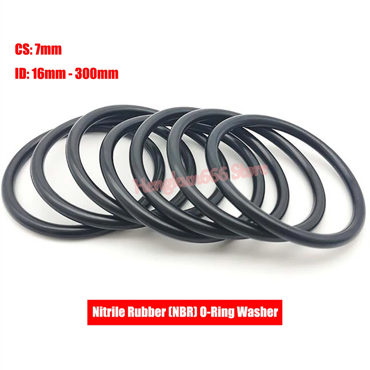 

CS 7mm O-Ring Black Nitrile Rubber NBR O Ring Sealing Washer ID 16mm-300m Round O Type Gasket Corrosion Oil Resistant High Temp