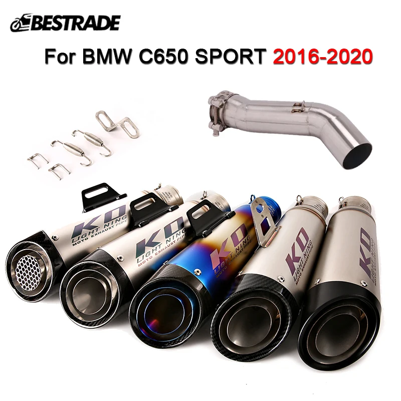 

For BMW C650 Sport 2016-2020 Motorcycle Exhaust System Mid Link Tube Connect Section Escape 51mm Muffler Tips Stainless Steel