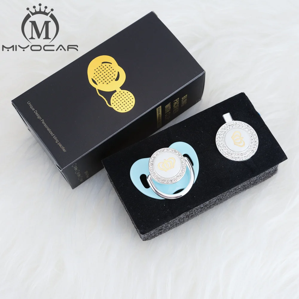 Pinza para chupete de plata brillante y dorada sin bisfenol A, miyocar, 11 colores, ostentoso