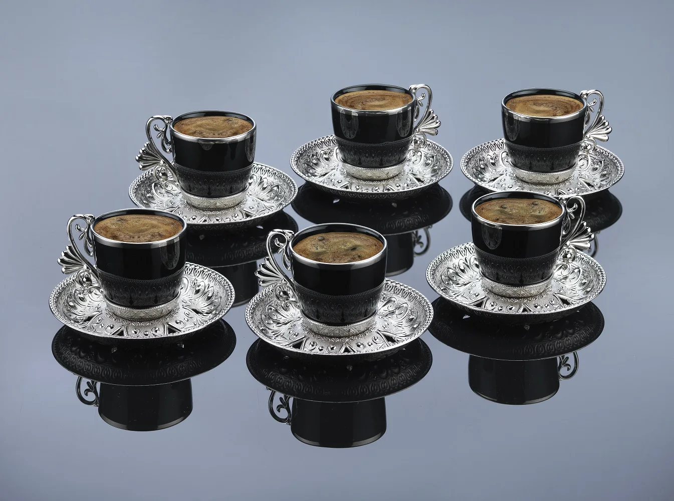 Lal Elegans Coffee Set - Silver White Color