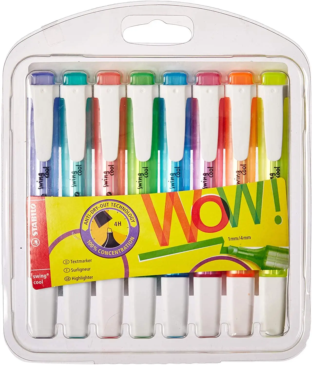 Stabilo Highlighter Swing Cool Wow Wallet, Set of 8 , Multicolored