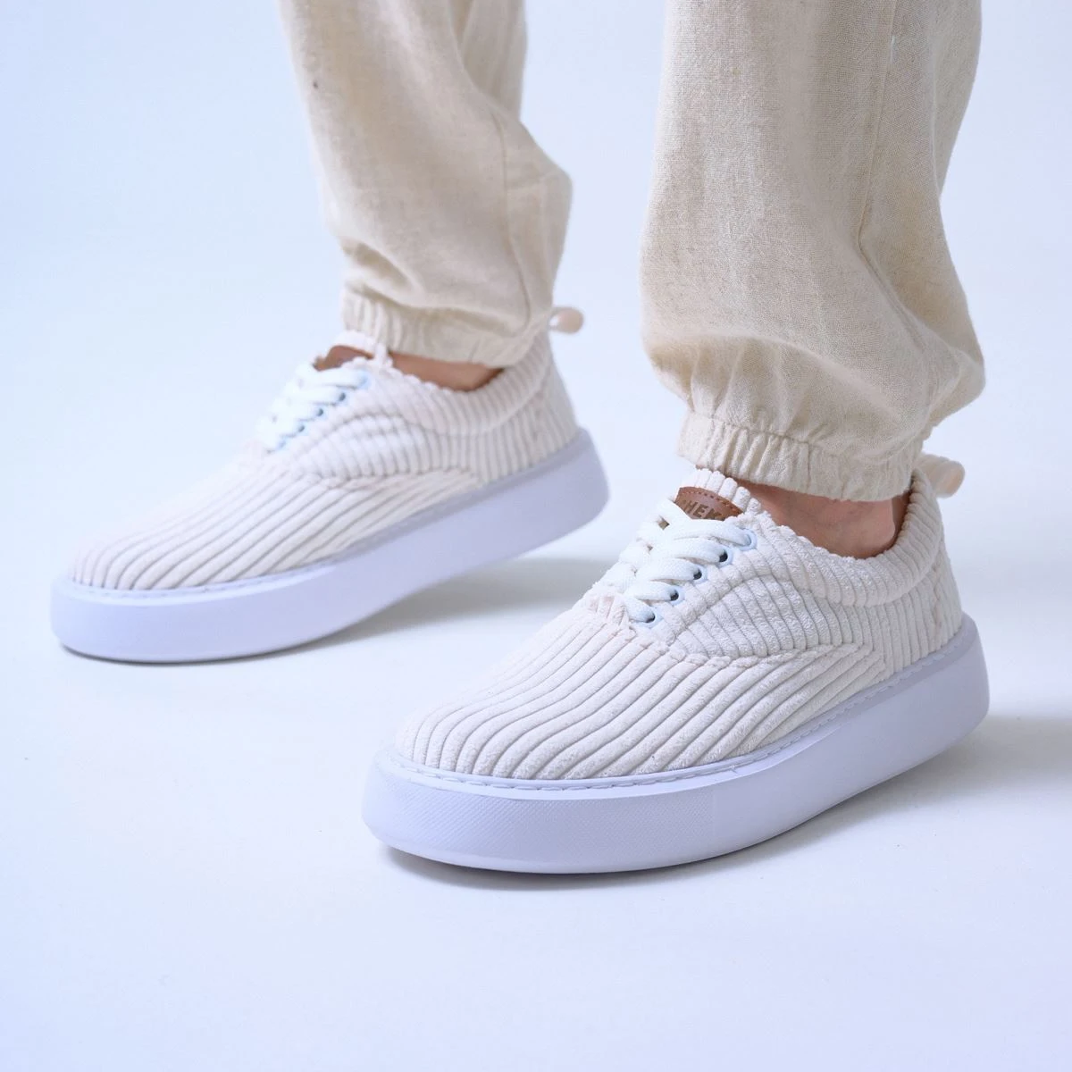 Chekich Casual Men's Shoes White Color Lace-up Knitting Fabric Material Summer Spring Season Flexible Fashion Sneakers CH173 BT