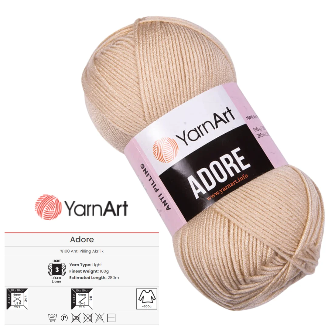 Yarnart Adore Anti-Pilling Knitting Yarn for knitting and crochet DIY Amigurumi Baby Soft knitted Doll Threads Knitwear Cardigan