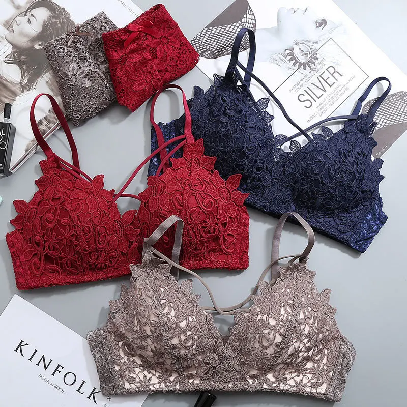 Lingerie Sexy Bra Set Girl Bralette Underwear Women Push Up Lenceria Mujer  Femme Wirefree Langerie Feminina Lace Ropa Interior