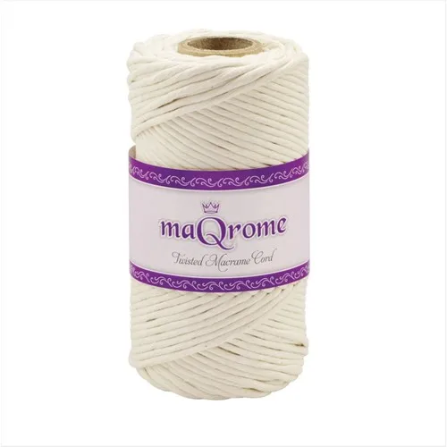 Maqrome 3 mm Single Twist Scanned Cotton Macrame 250 g Raw White