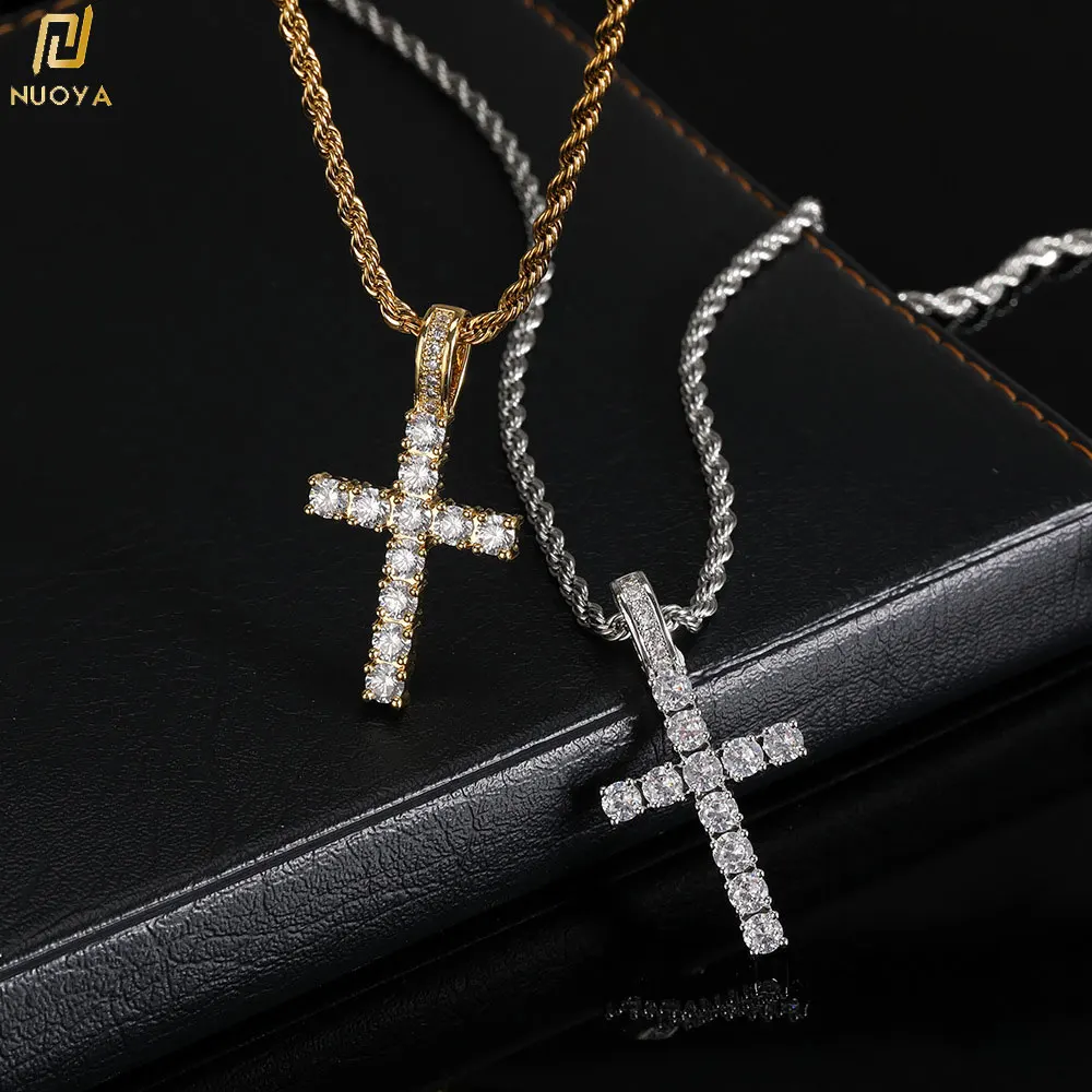 

Men Women Hip Hop Cross Pendant Necklace Iced Out Bling Zircon HipHop Necklaces Fashion Charm Jewelry