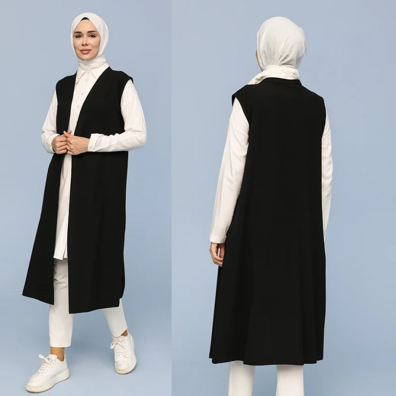 women plain vest jacket muslim hijab clothing ramadan Dubai arabia mecca kaaba Islam 100% Made in Turkey abayas hijab clothing