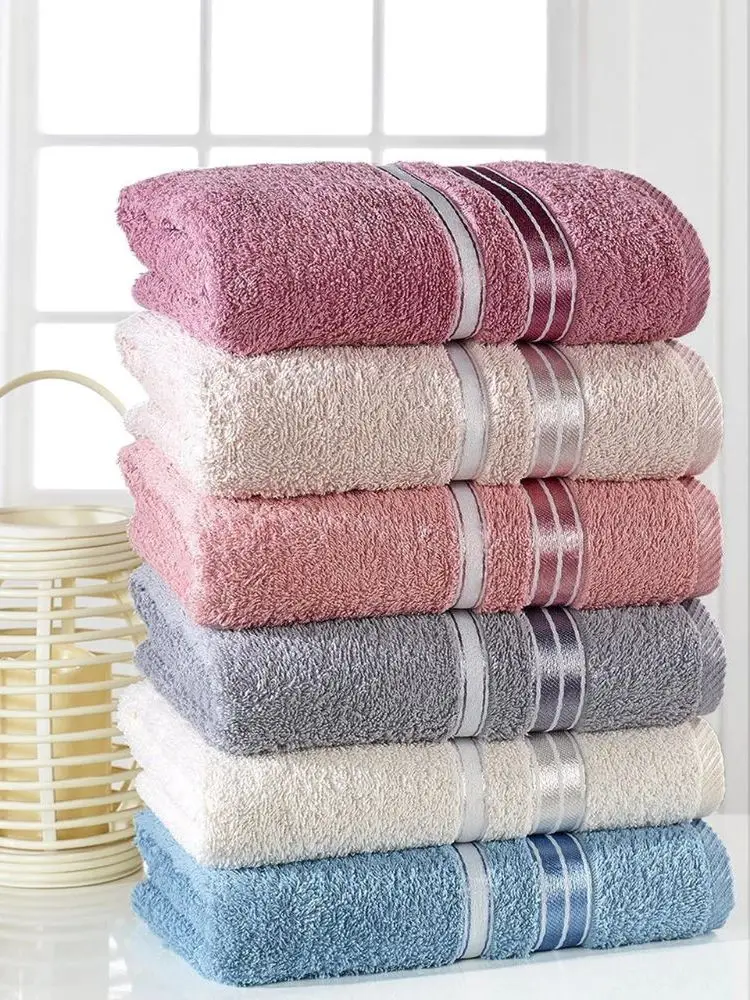 

Turkish Pure %100 Cotton Super Absorbent Face Towel Set 6 Pieces 50x85cm Soft 2021 EAST-WEST Home Textile