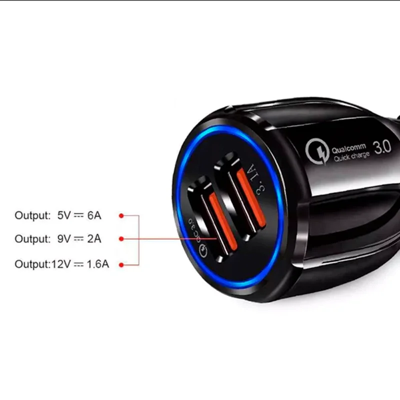 Car Charger Quick Charge qualcomm 3.0 Cigarette Lighter Adapter dual usb 12v Power Adapter For universal Lighter