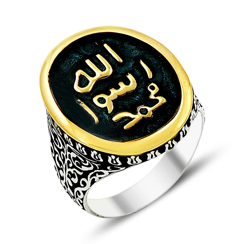 925 Silver Religion Motif Printed Cultural Rings for Men