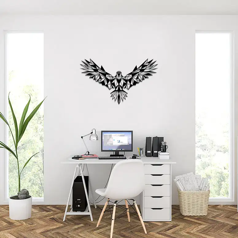 

Metal Wall Art Cubic Eagle Decor Black Color Modern Home Office New 3D Creative Stylish Living Room Bedroom Kitchen 2022 Qualty