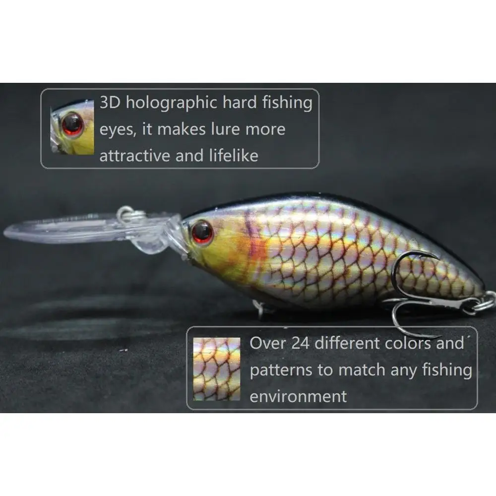wLure Crankbait Fishing Lure 11cm 18.5g RealSkin Painting Cutting Blade Hooks Deep Diver 4-5 Meters Tight/Fast Action HC739