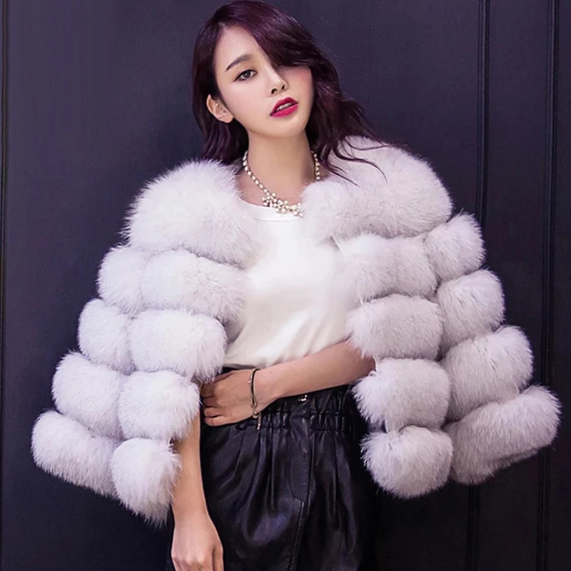 Faux Fur Coat Winter New Outerwear Fashion Women Short Jacket Warm Thick Women\'s Green Fox Fur Coats On Offer With Free Shipping