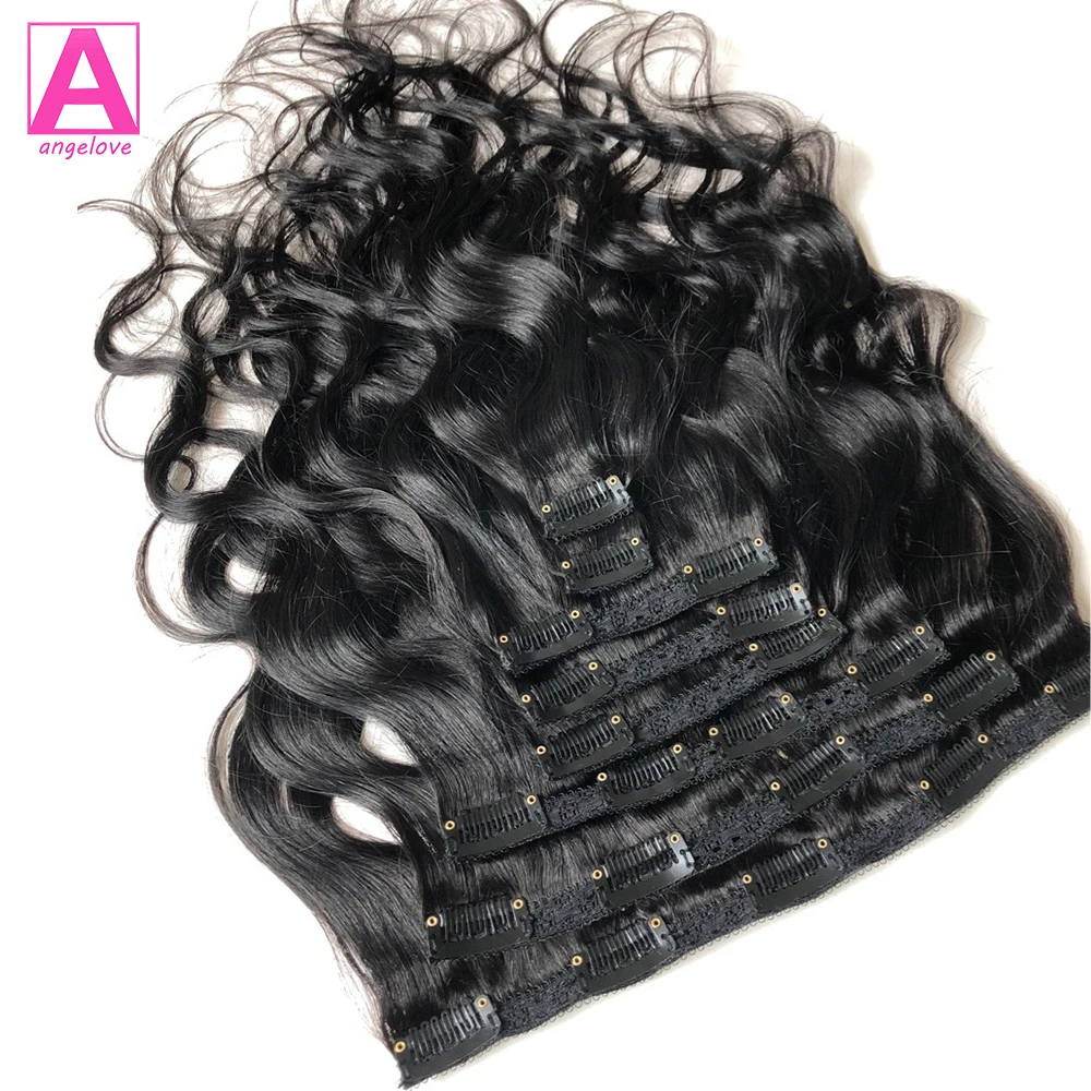 Extensions de cheveux humains Body Wave à clipser pour femmes, extension de cheveux brésiliens à clipser, tête complète, 120 g/ensemble