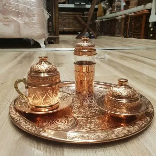 

DOLBOVI 8 Piece Coffee Set Copper 1 Person Handmade Eminent Processing Custom Coffee Set 01 teaware cup tea handmade bowl beautiful mugs turkish tea set vintage Saucer creative Latte Cup free shipping products service