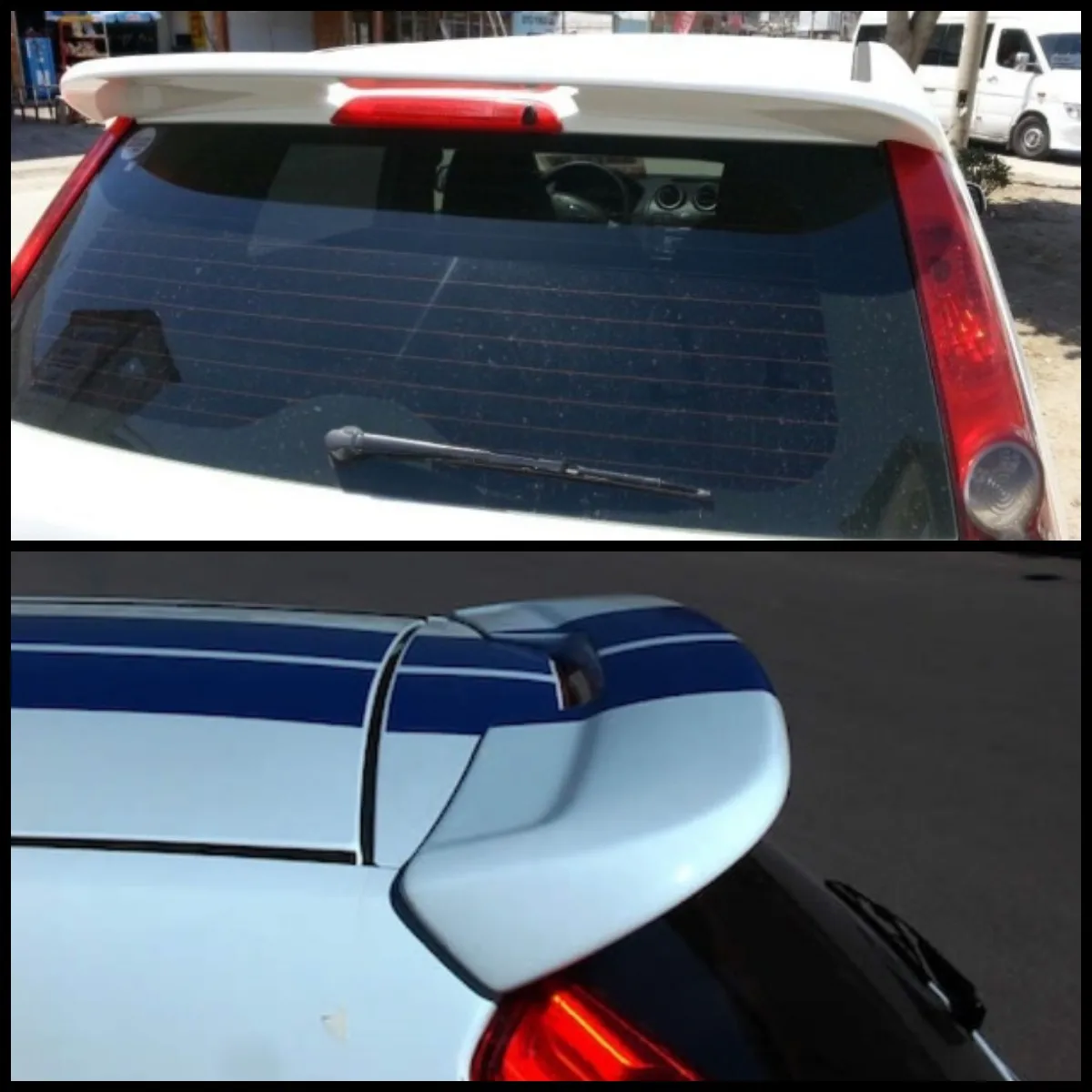 For Ford Fiesta ST Style 2003-2008 Spoiler Fiber Fiberglass Material Rear Roof Spoiler Wing Trunk Lip Car Styling Compatible