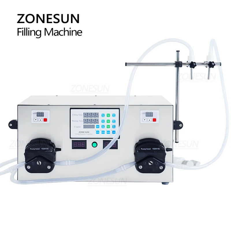 ZONESUN ZS-YTPP2 Liquid Filling Machine Double Heads Peristaltic Pump Bottle Water Juice Beverage Packaging Production Line