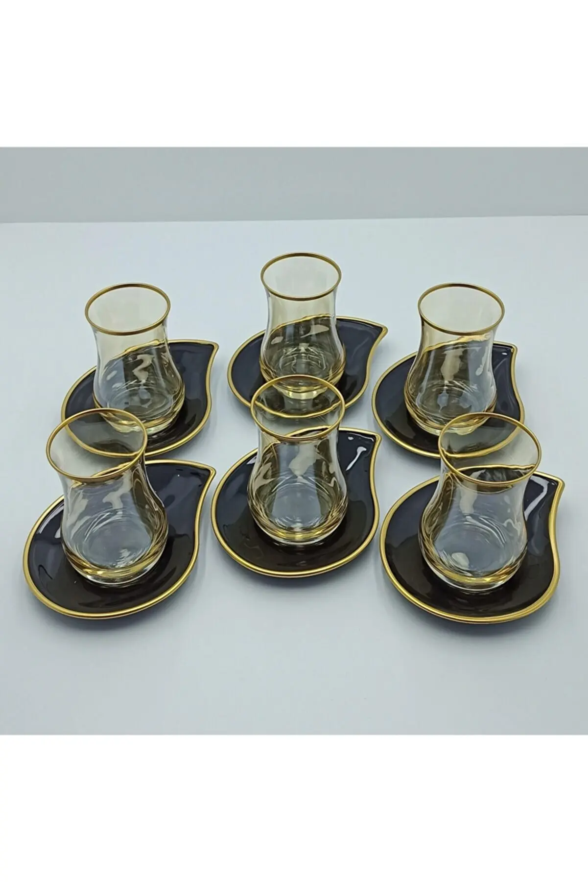 Tea Cup Set Lux Takımı Gilded Plate Daily Use Lusterware 12 Piece Fast Shipping Free Shipment