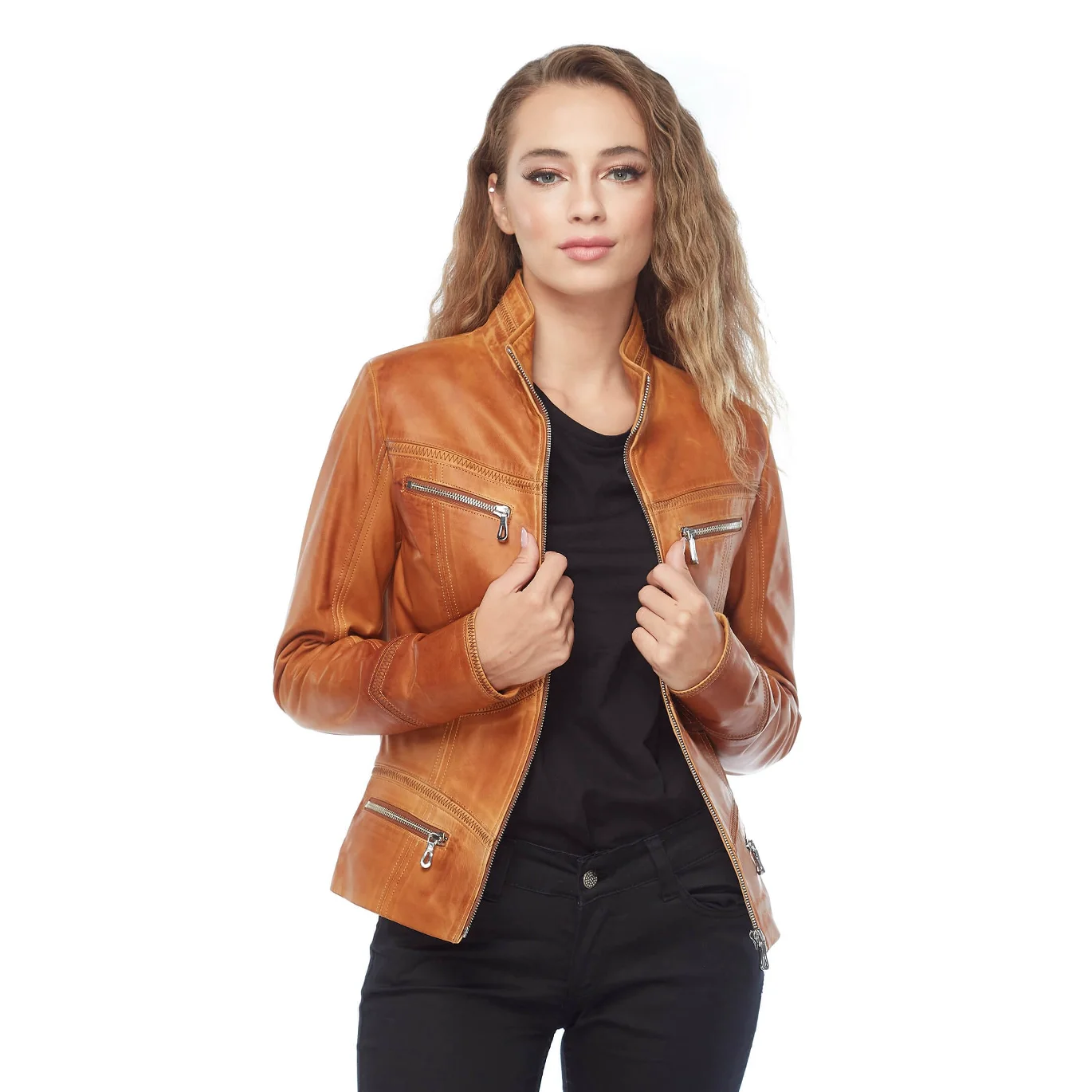 Genuine Leather Women 'S Coat Genuine Lamb Sheepskin Autumn Winter 2022 Thin Large Size Vintage Turkey Black Biker Eva Mais