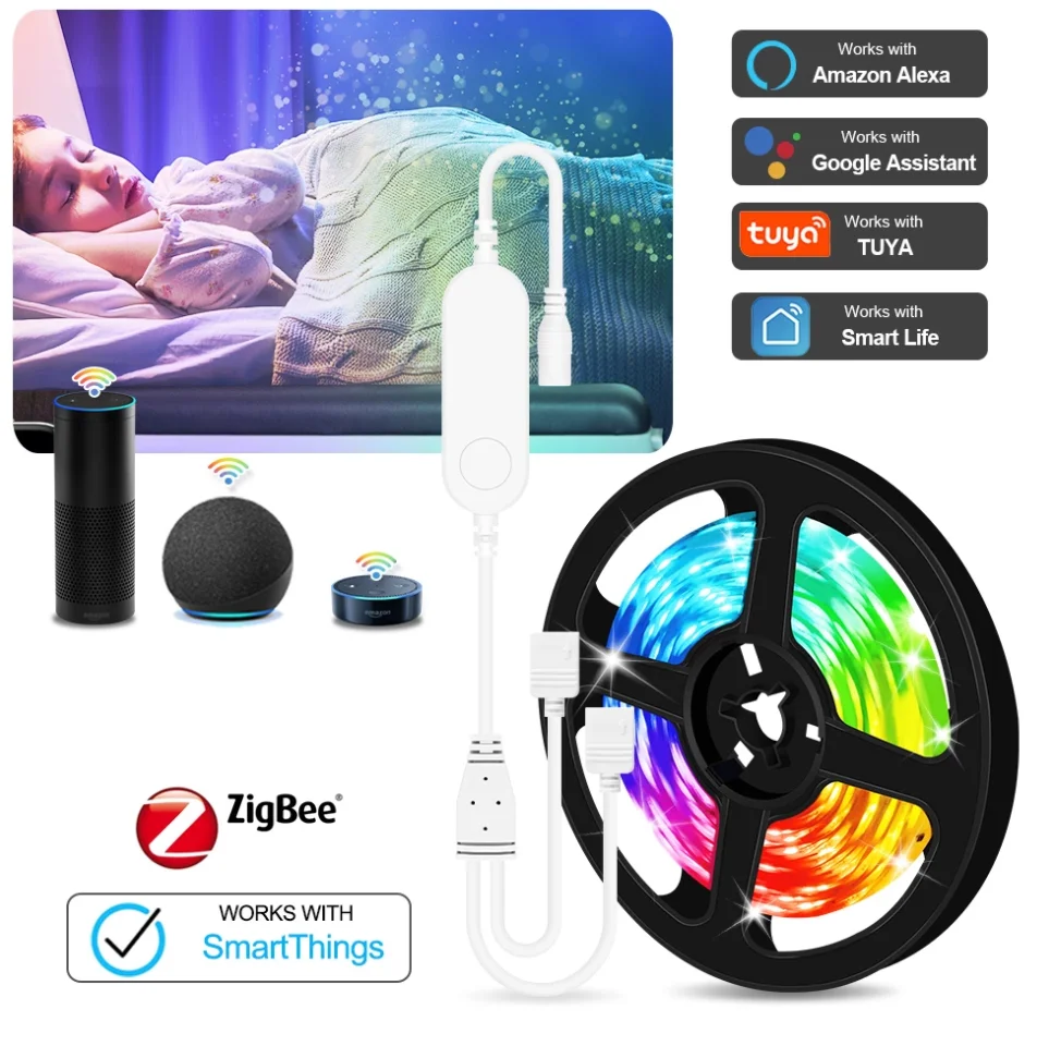 Zigbee Tuya Smart Led Light Strip 5050 RGB Led Strip Light funziona con Alexa Echo Google Smartthings Remote Voice Control