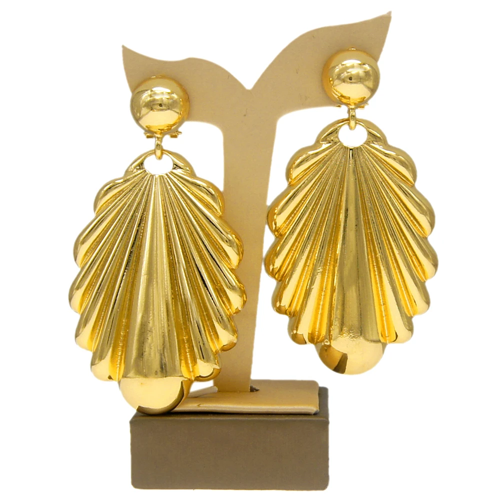 New Italy 18K Gold Big Earrings Jewelry Ladies Fashion High Quality Earring For Women Party Accessories Gift Gold Silver Color