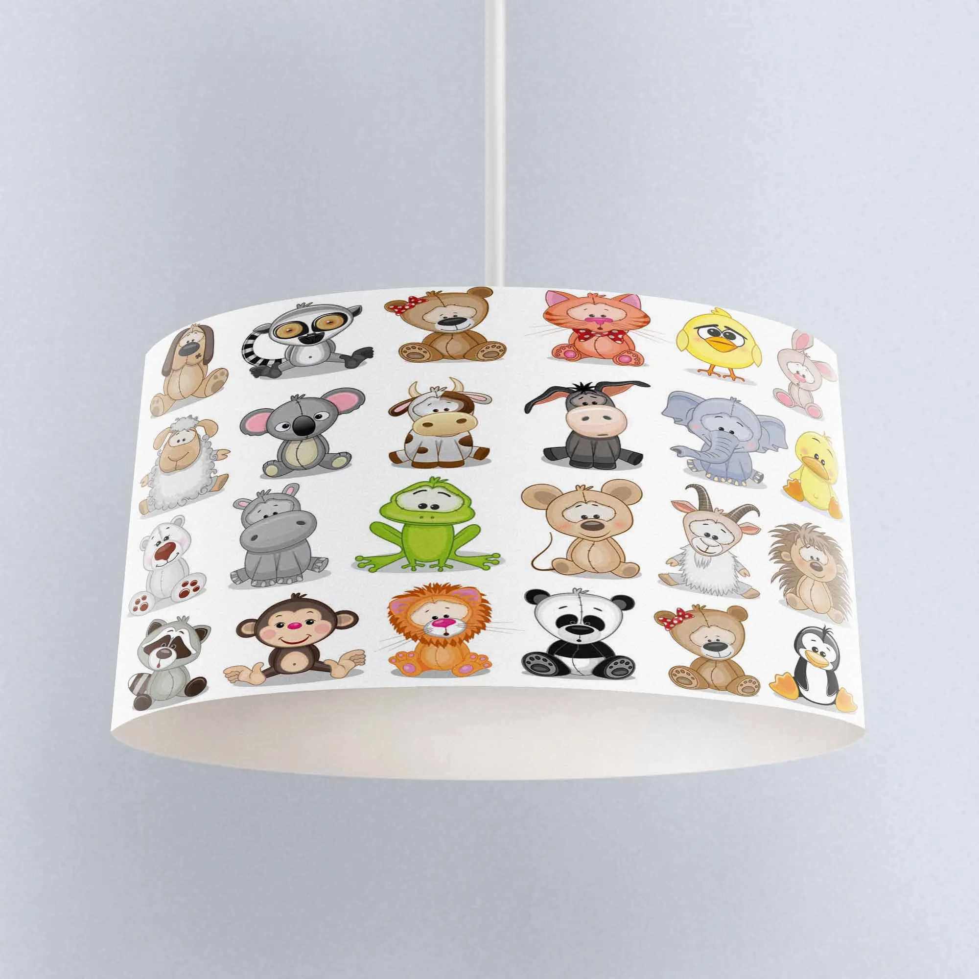 

Else Educatinal Colored Funny Jungle Animals Print Fabric Kids Chandelier Lamp Drum Lampshade Floor Ceiling Pendant Light Shade