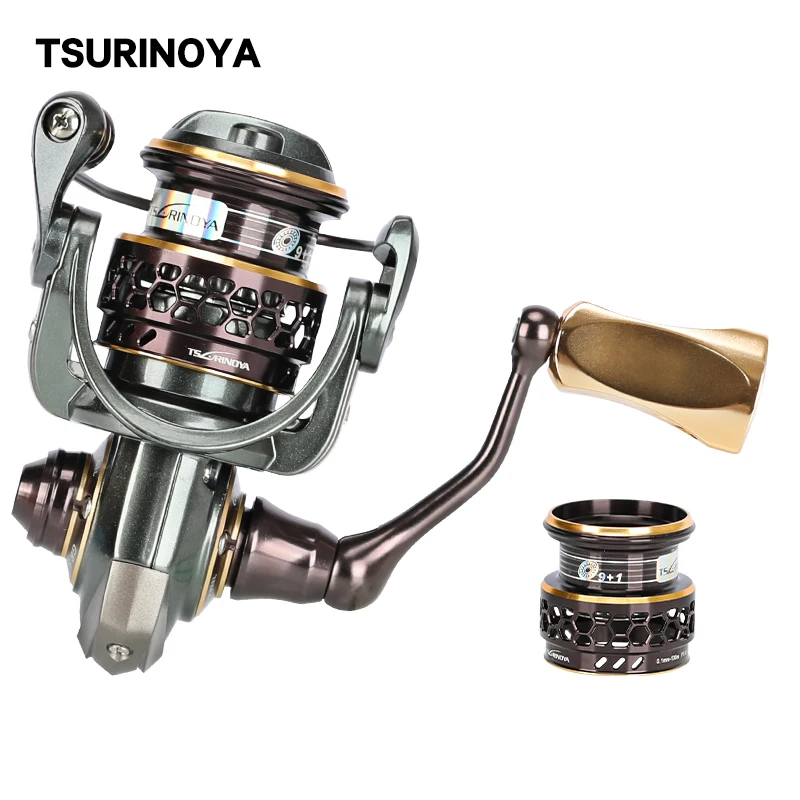 

TSURINOYA Bait Finesse Double Spools Ultralight Spinning Fishing Lure Reel Jaguar 500 4kg Drag Power 166g BFS Trout Ajing Reel