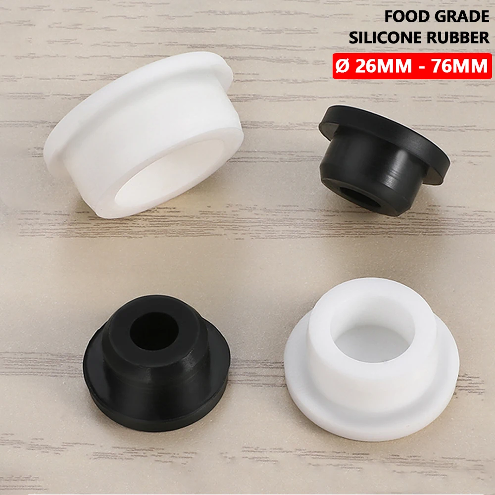 

26mm-76mm Black White Food Grade Silicone Rubber Plug with Hole T Inserts Blanking Plug Tube Pipe End Cap Stopper Sealing Cover