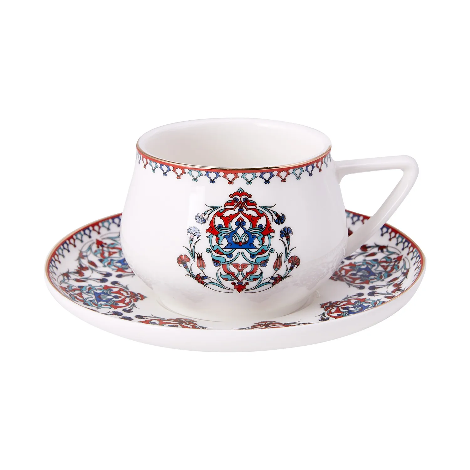 

Karaca Nakkaş Set of 4 Tea Cups 220 ml Green tea cup Herbal tea cup set coffee cup set