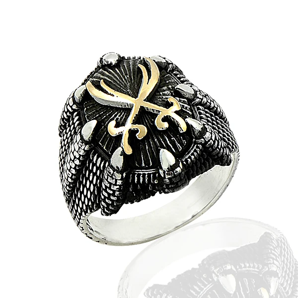 925 Silver Double Sword Cultural Ring for Men Mans Ring