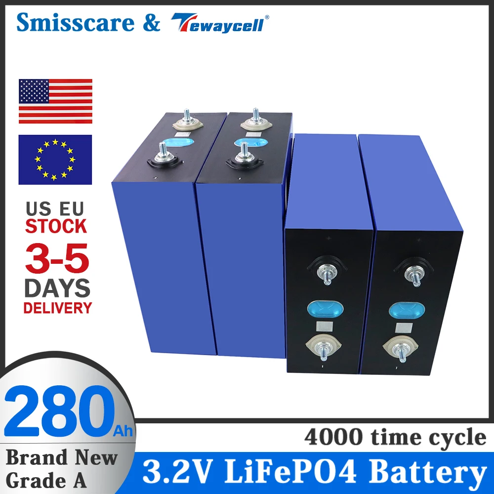 

Tewaycell Grade A 280AH 3.2V Lifepo4 Battery Pack Brand New 12V 24V Lithium Iron Phosphate Solar EU US RV Fast Delivery Tax Free