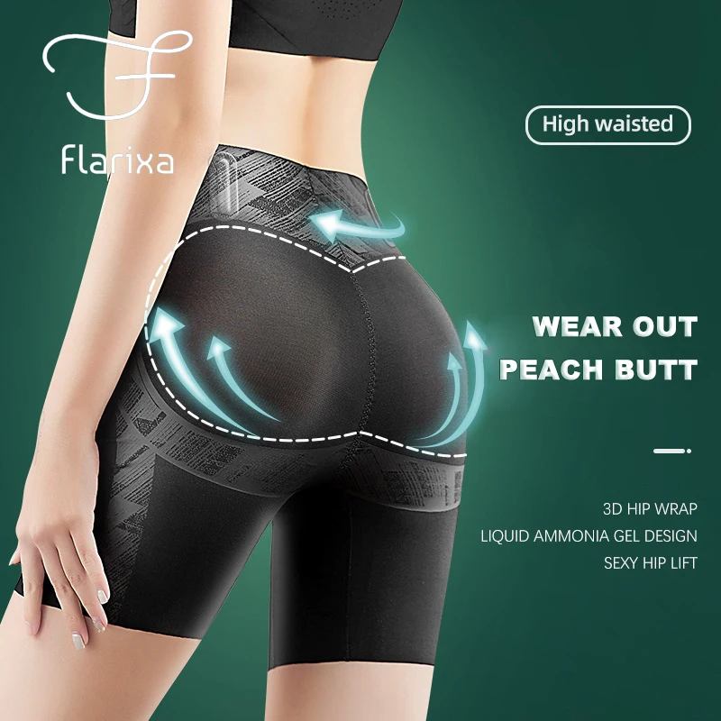 Flarixa New High Waist Flat Belly Panties Seamless Women's Shorts Under The Skirt Ice Silk Breathable Safety Shorts Boxer Briefs